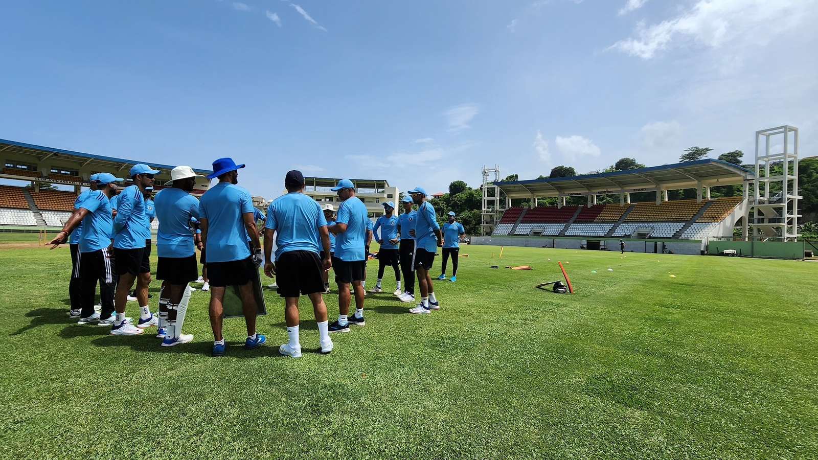 (Indian players preparing for the first test against West Indies. Source - BCCI)