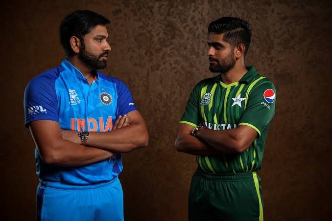 Team India Captain Rohit Sharma and Pakistan Captain Babar Azam having a photoshoot for the T20 World Cup 2022