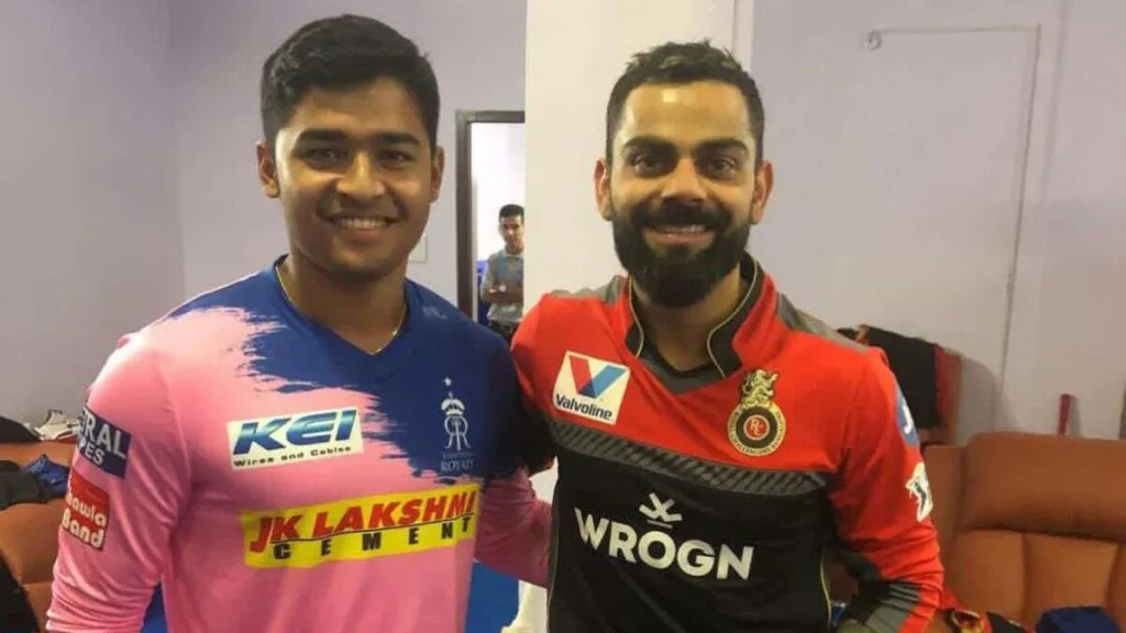 Riyan Parag with Virat Kohli